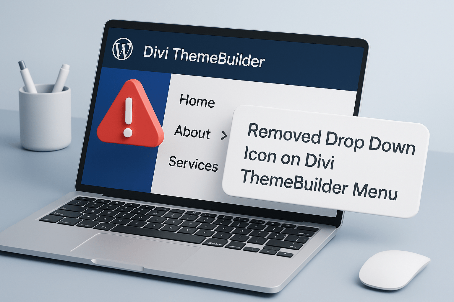 removed drop down icon on divi themebuilder menu